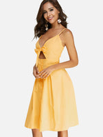 OEM Ladies Yellow V-Neck Dresses