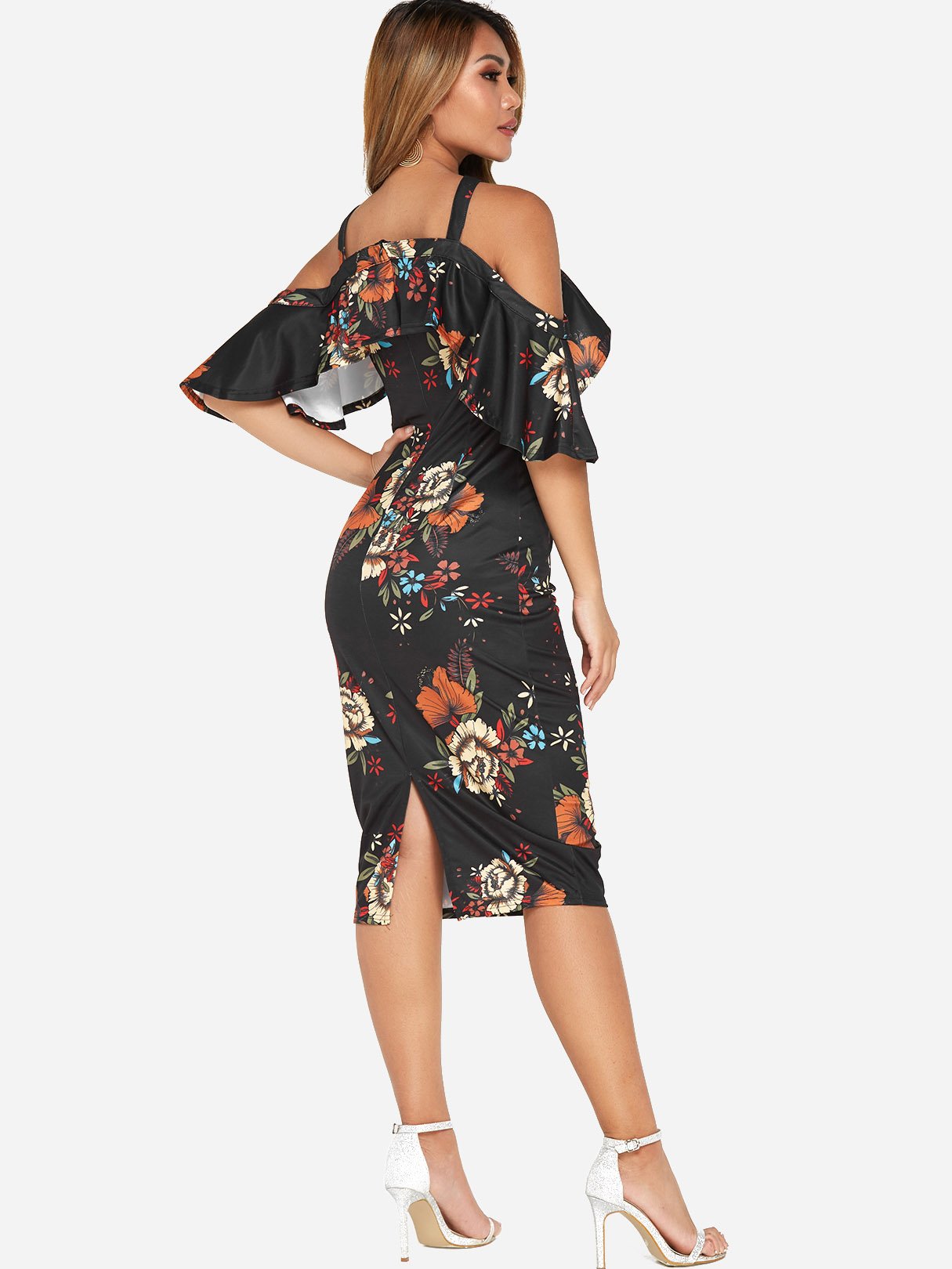 NEW FEELING Womens Black Floral Dresses