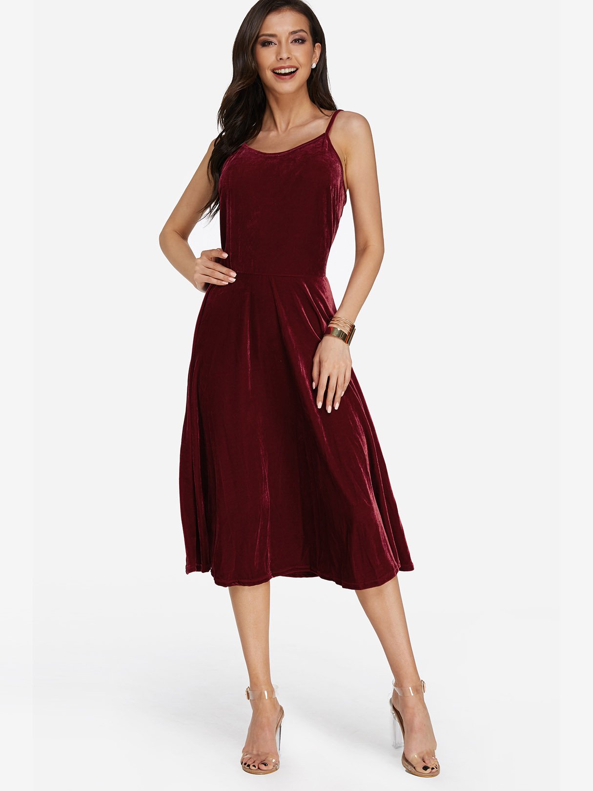 OEM Ladies Burgundy Midi Dresses