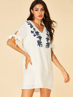 OEM Ladies White Floral Dresses