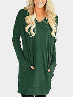 Wholesale V-Neck Long Sleeve Slit Hem Top