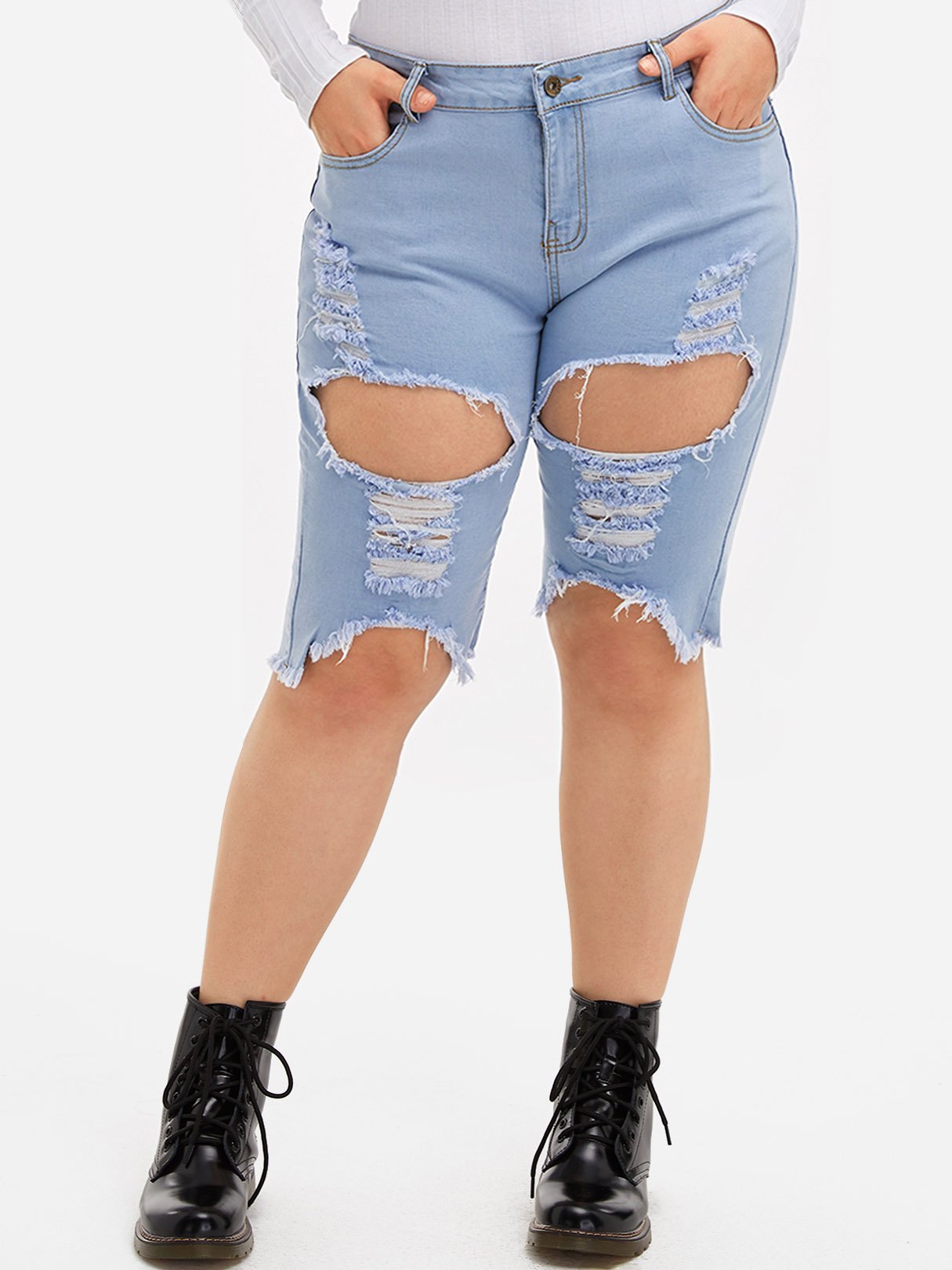 NEW FEELING Womens Sky Blue Plus Size Bottoms