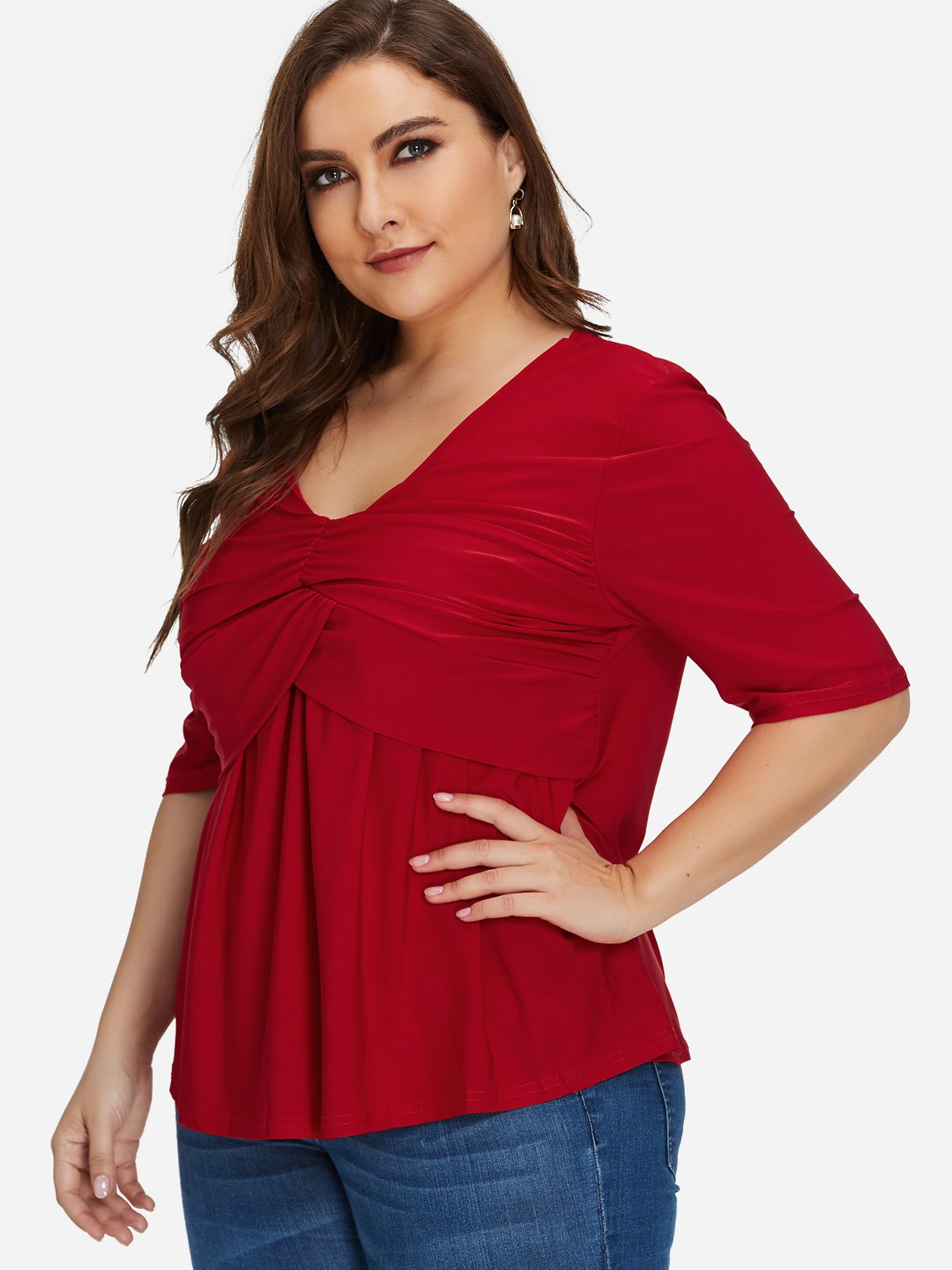 OEM Ladies Red Plus Size Tops