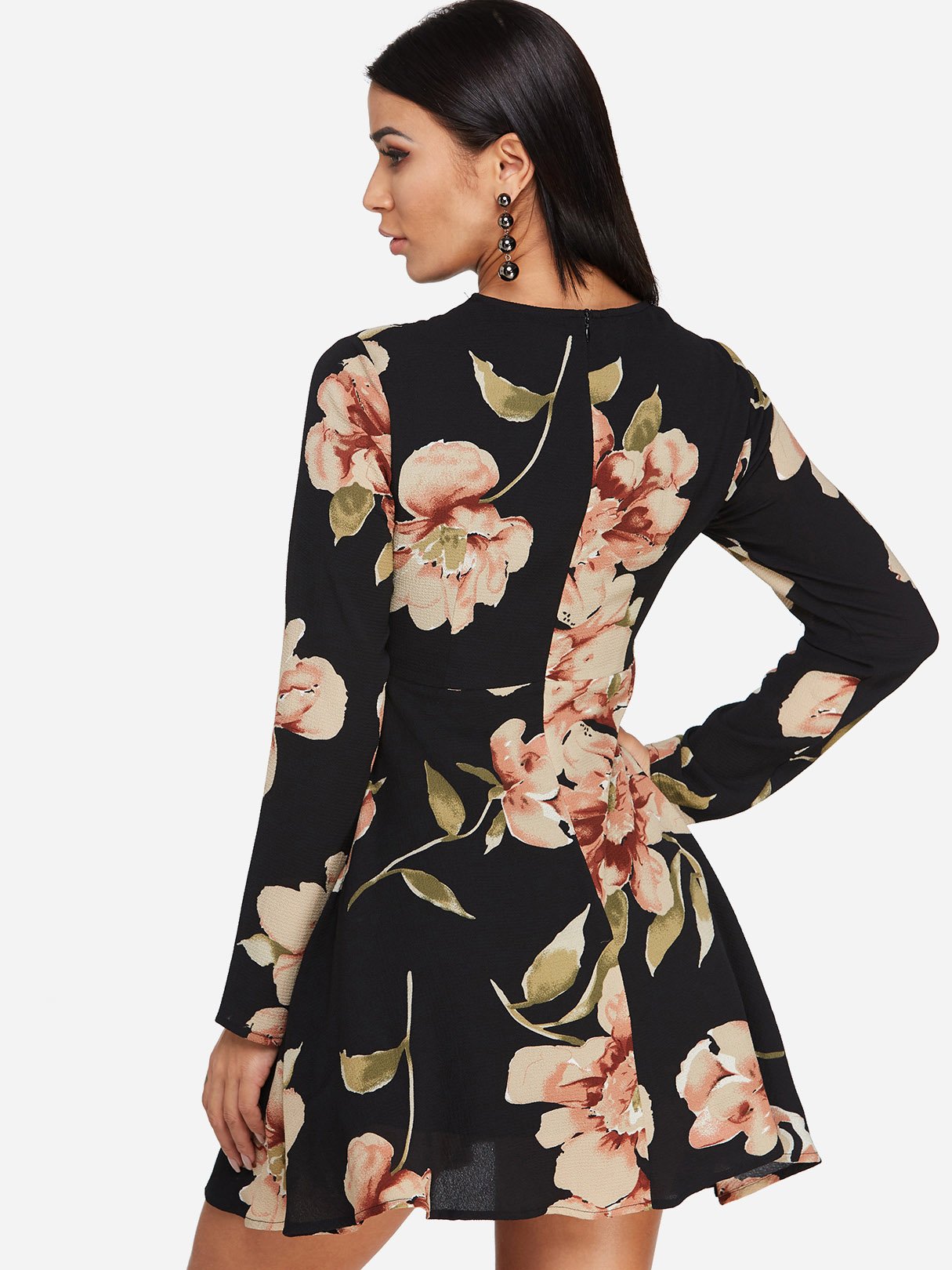 NEW FEELING Womens Black Floral Dresses
