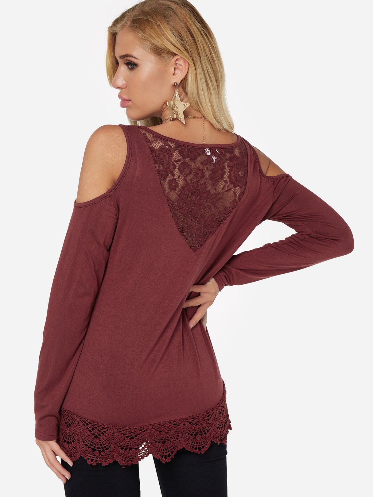 NEW FEELING Womens Burgundy T-Shirts