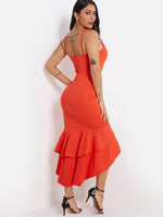 NEW FEELING Womens Orange V-Neck Dresses