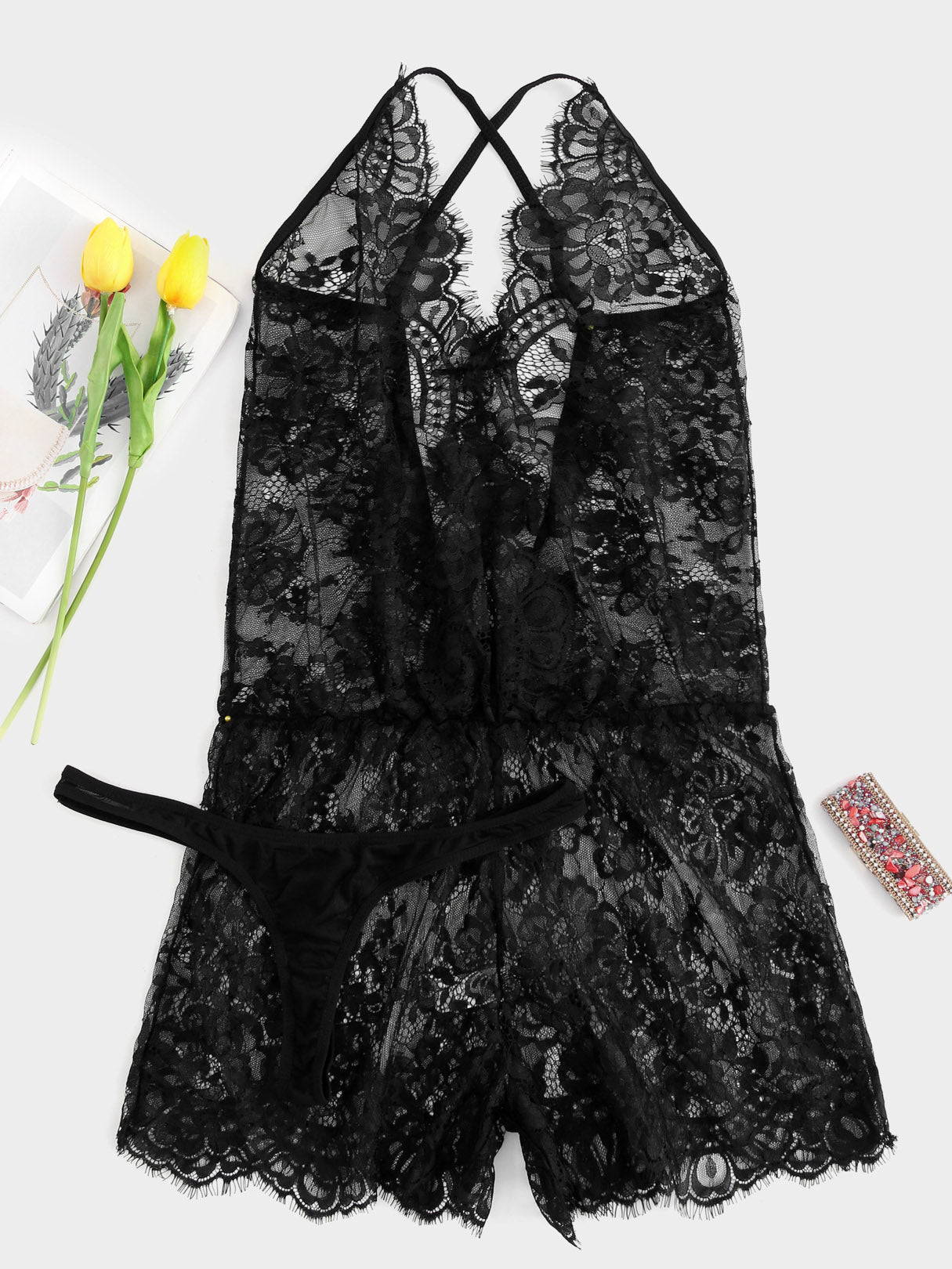 NEW FEELING Womens Black Plus Size Intimates