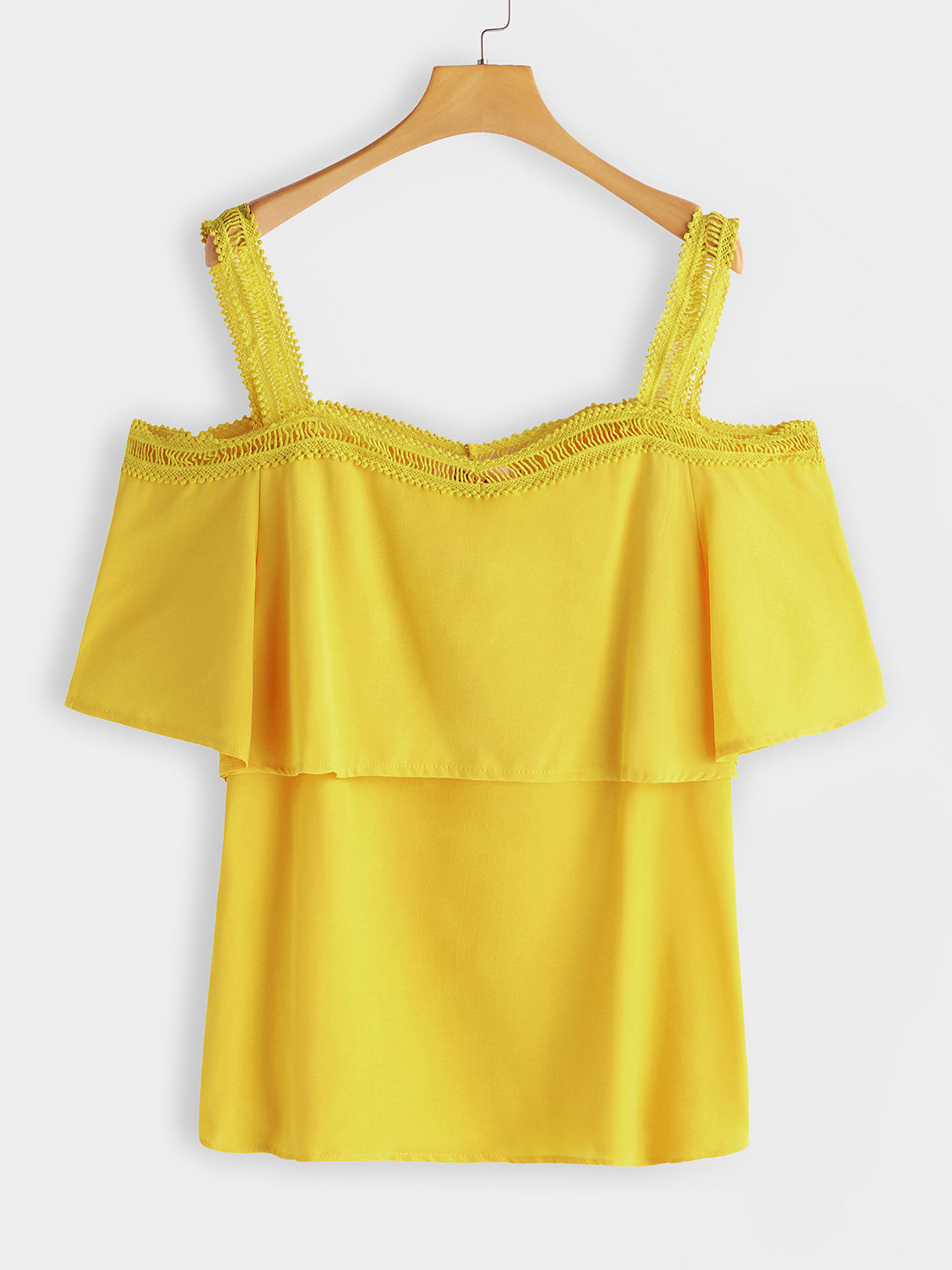 Wholesale Cold Shoulder Plain Tiered Short Sleeve Plus Size Tops