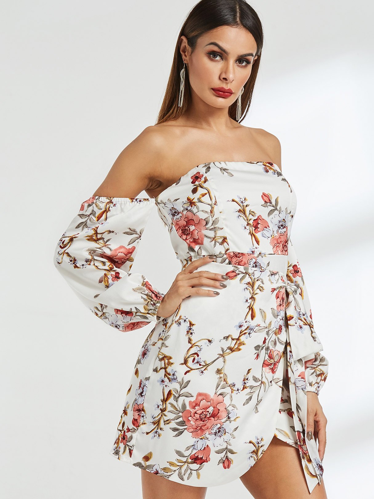 OEM Ladies White Floral Dresses