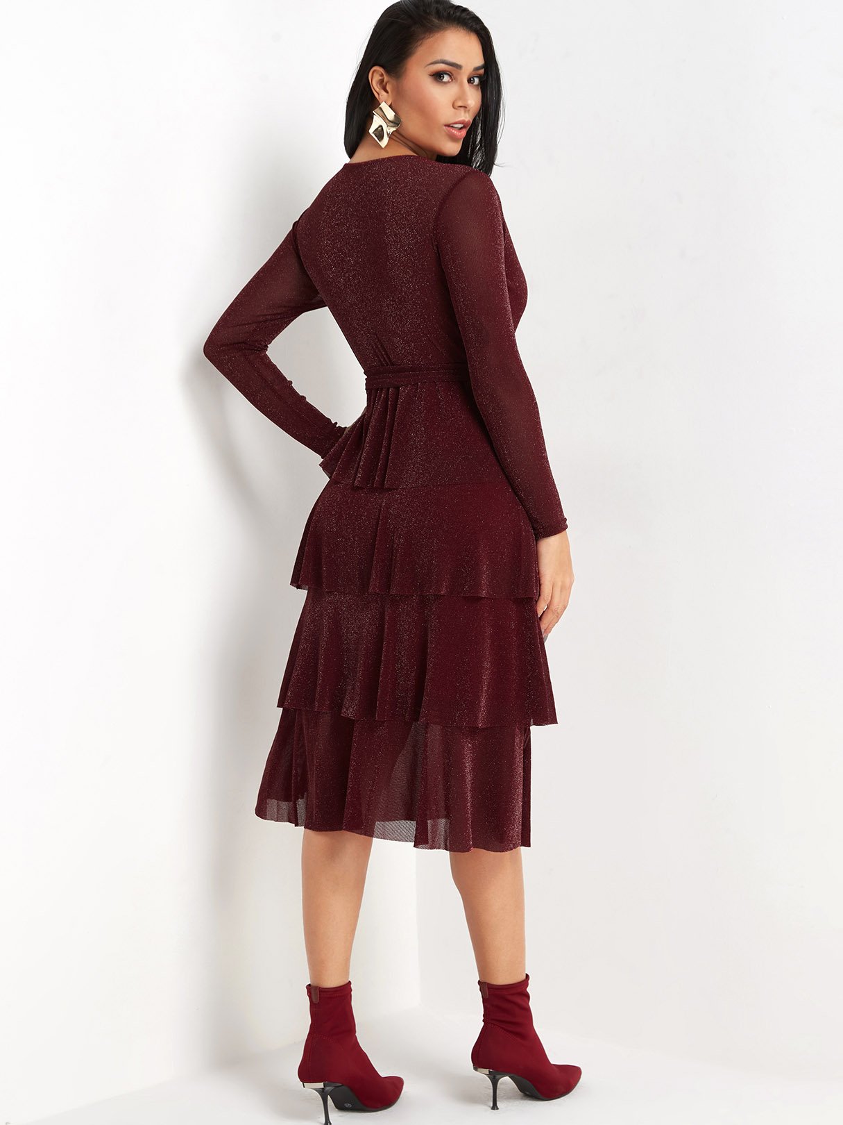 NEW FEELING Womens Burgundy Sexy Dresses