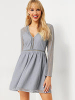OEM Ladies Grey V-Neck Dresses