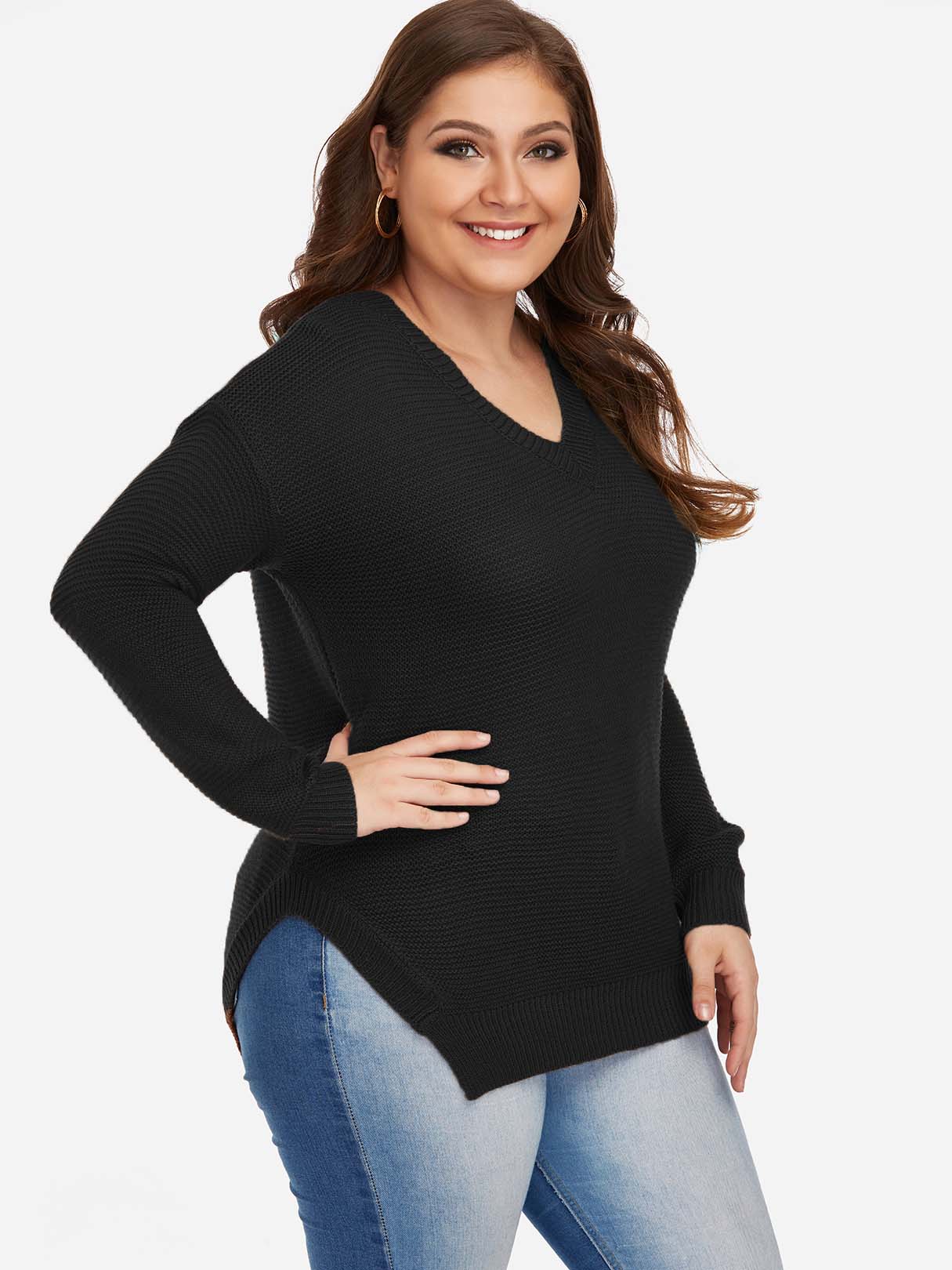 OEM Ladies Black Plus Size Tops