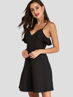 OEM Ladies Black V-Neck Dresses