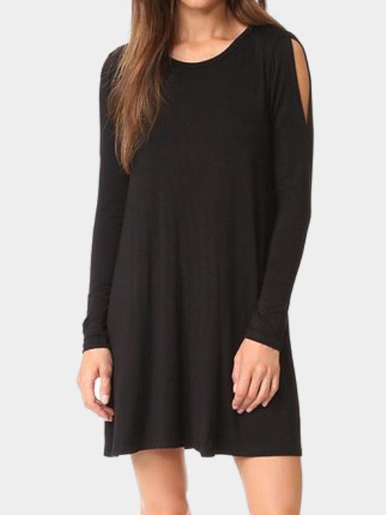 Wholesale Casual Long Sleeves Mini T-Shirt Dresses