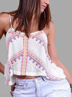 Wholesale Floral Print Slit Sleeveless Asymmetrical Hem White Camis