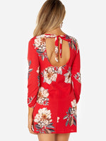 NEW FEELING Womens Red Floral Dresses