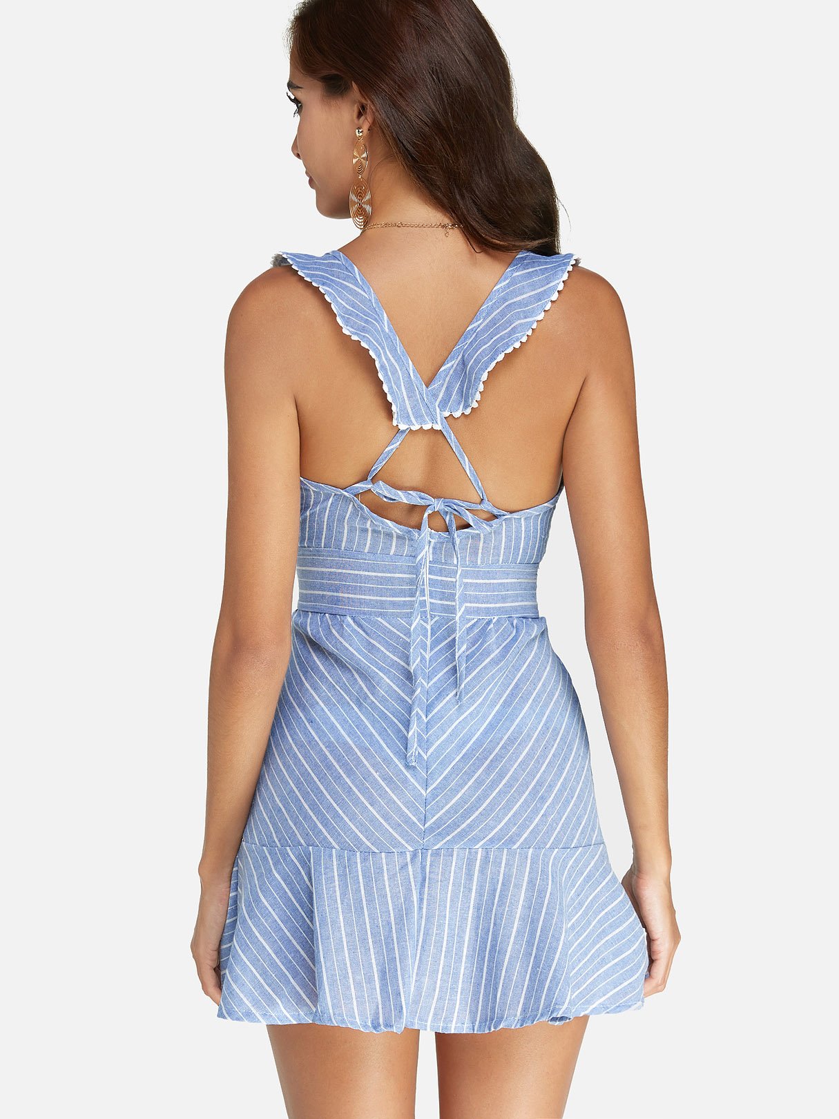 NEW FEELING Womens Light Blue V-Neck Dresses