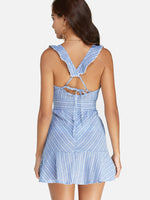 NEW FEELING Womens Light Blue V-Neck Dresses