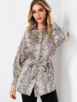 Wholesale Lapel Collar Snake Long Sleeve Blouses