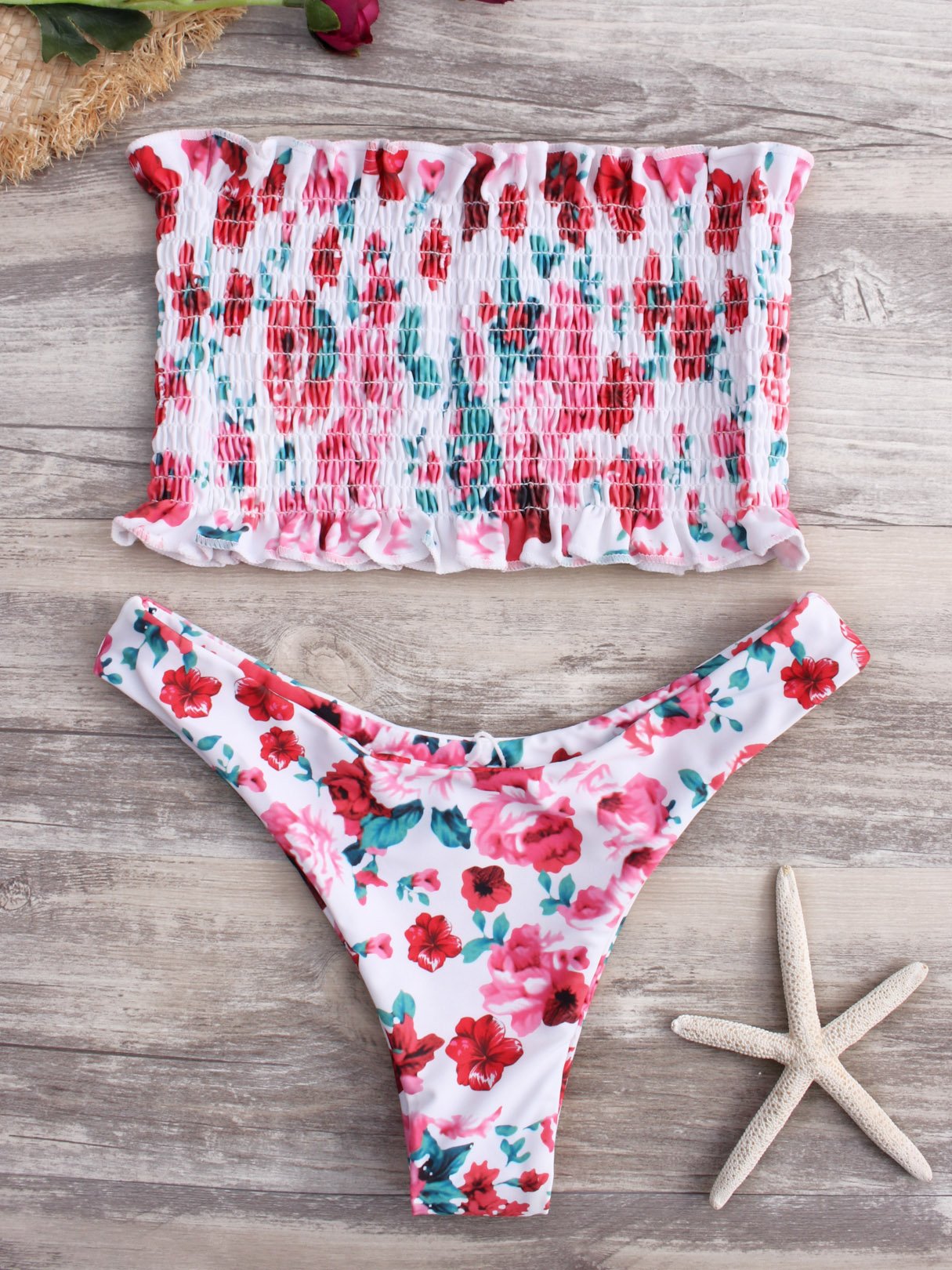 Wholesale Pink Strapless Sleeveless Bikinis