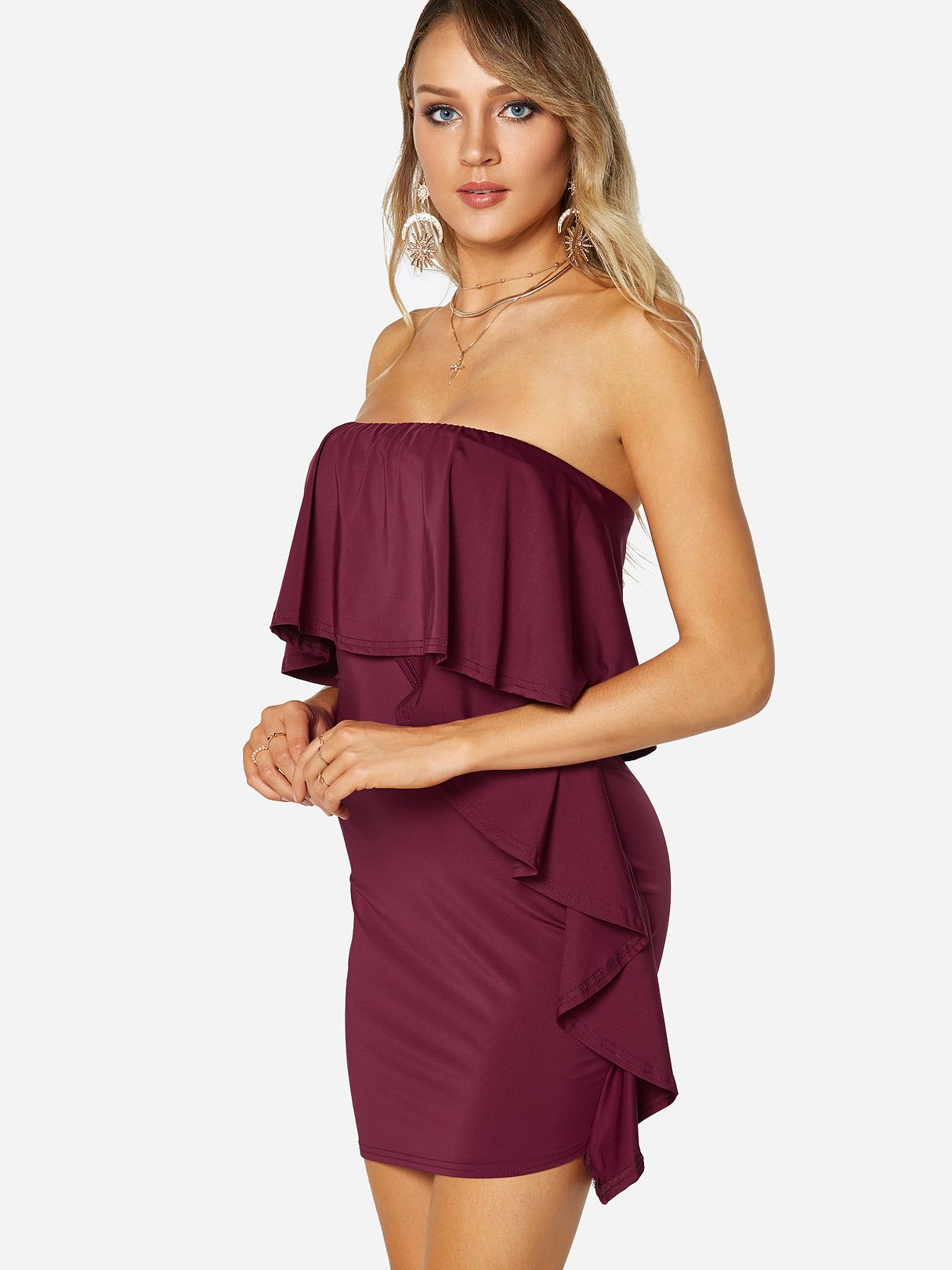 OEM Ladies Burgundy Mini Dresses