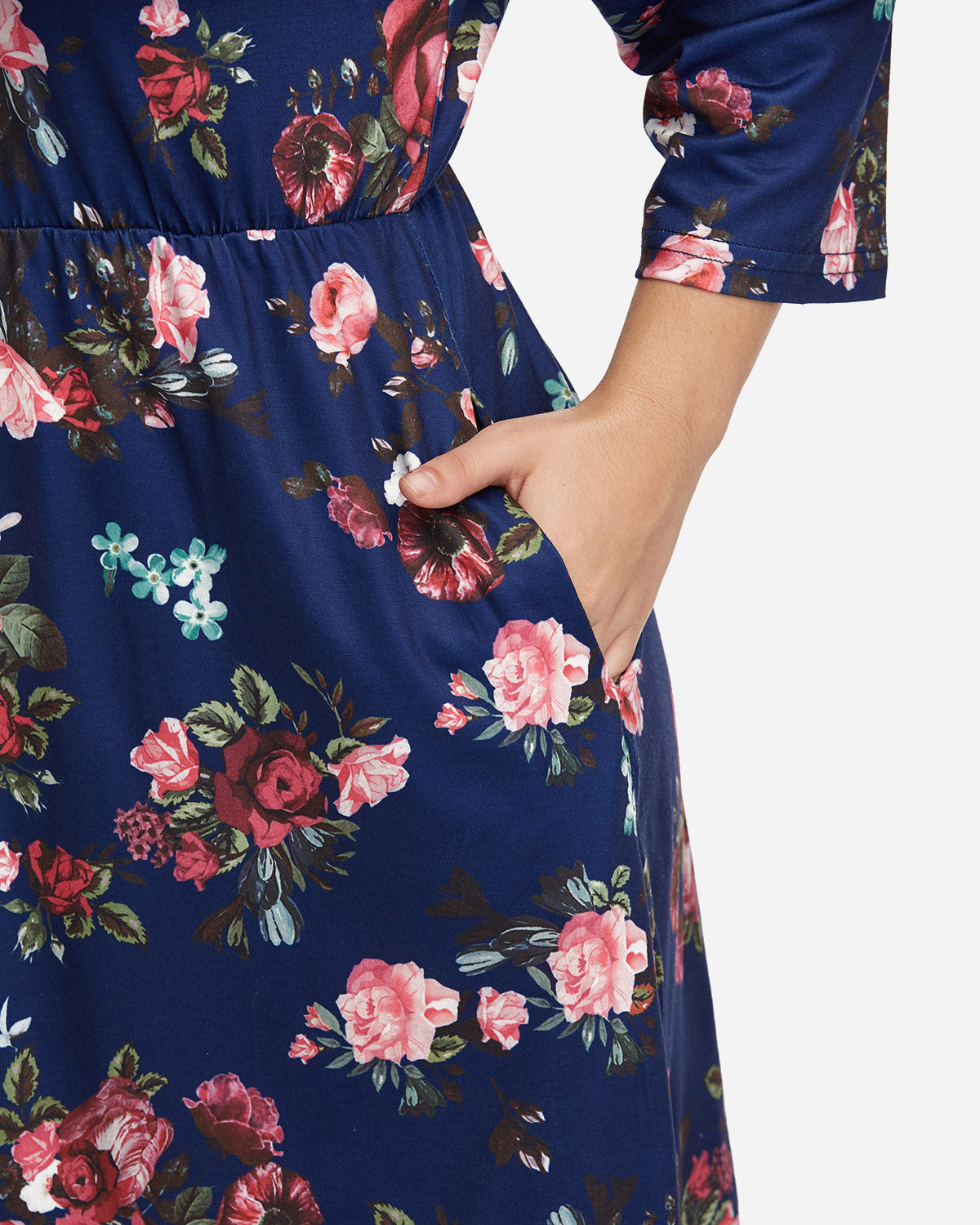 Custom Womens Floral Print Plus Size Midi Dresses