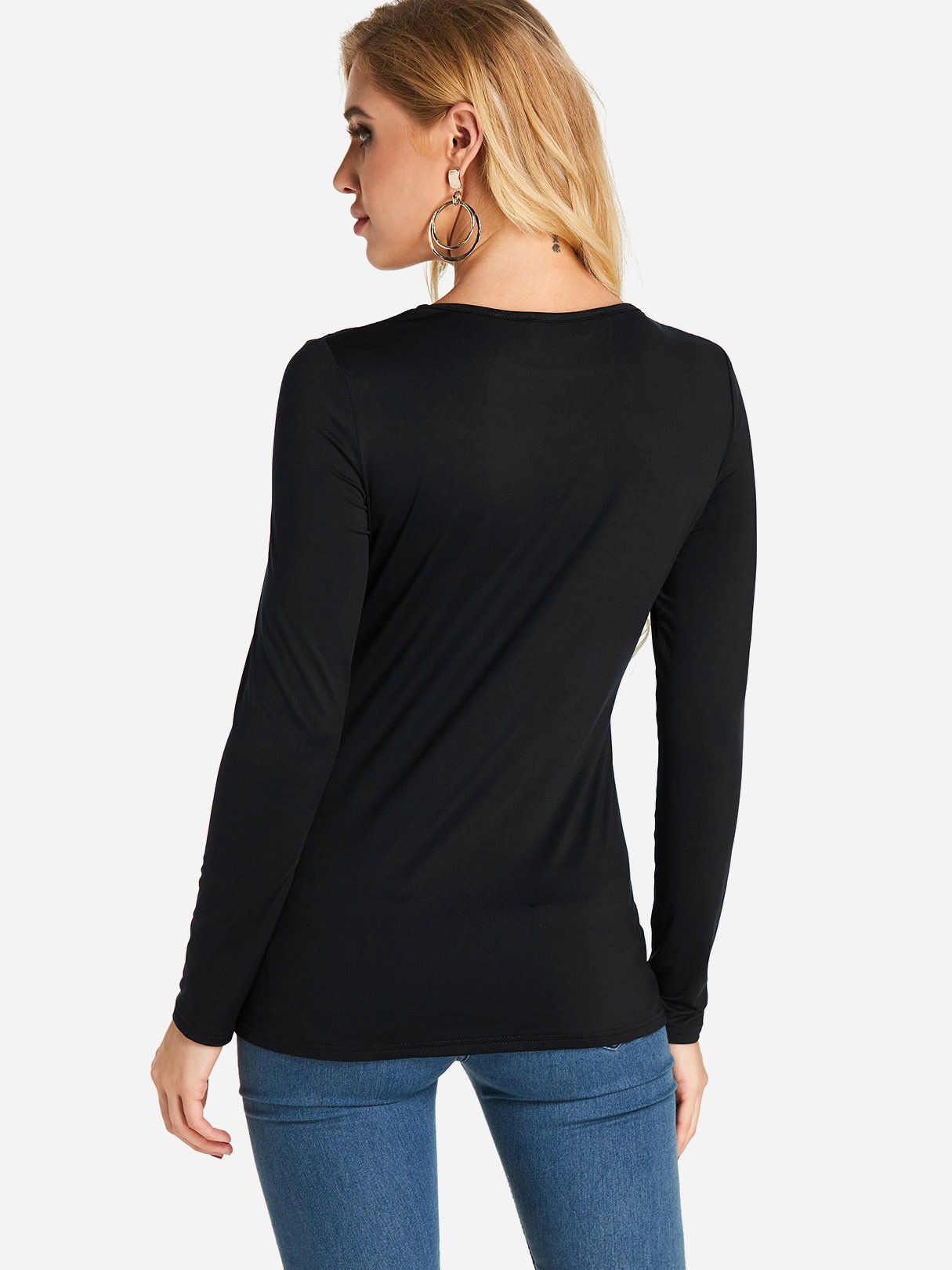 NEW FEELING Womens Black T-Shirts
