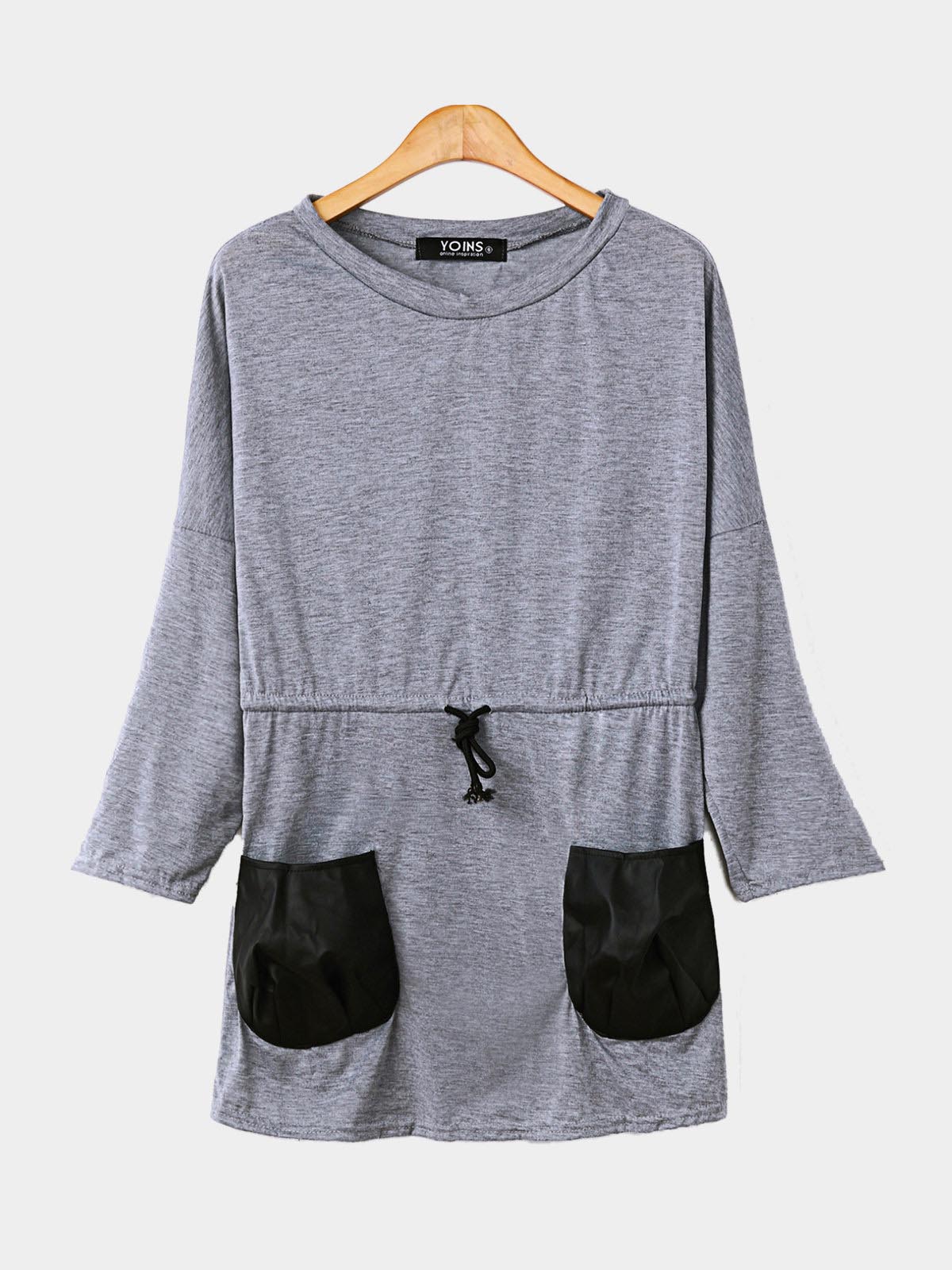 Wholesale Grey Long Sleeve Irregular Hem Casual Dresses