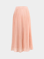 Wholesale Ruffle Hem Pink Plus Size Pleated Midi Skirt