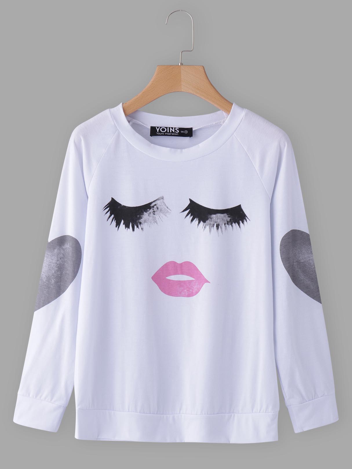 Wholesale Round Neck Letter Long Sleeve White T-Shirts