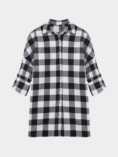 Wholesale Half Sleeve Grid Shirt Dresses