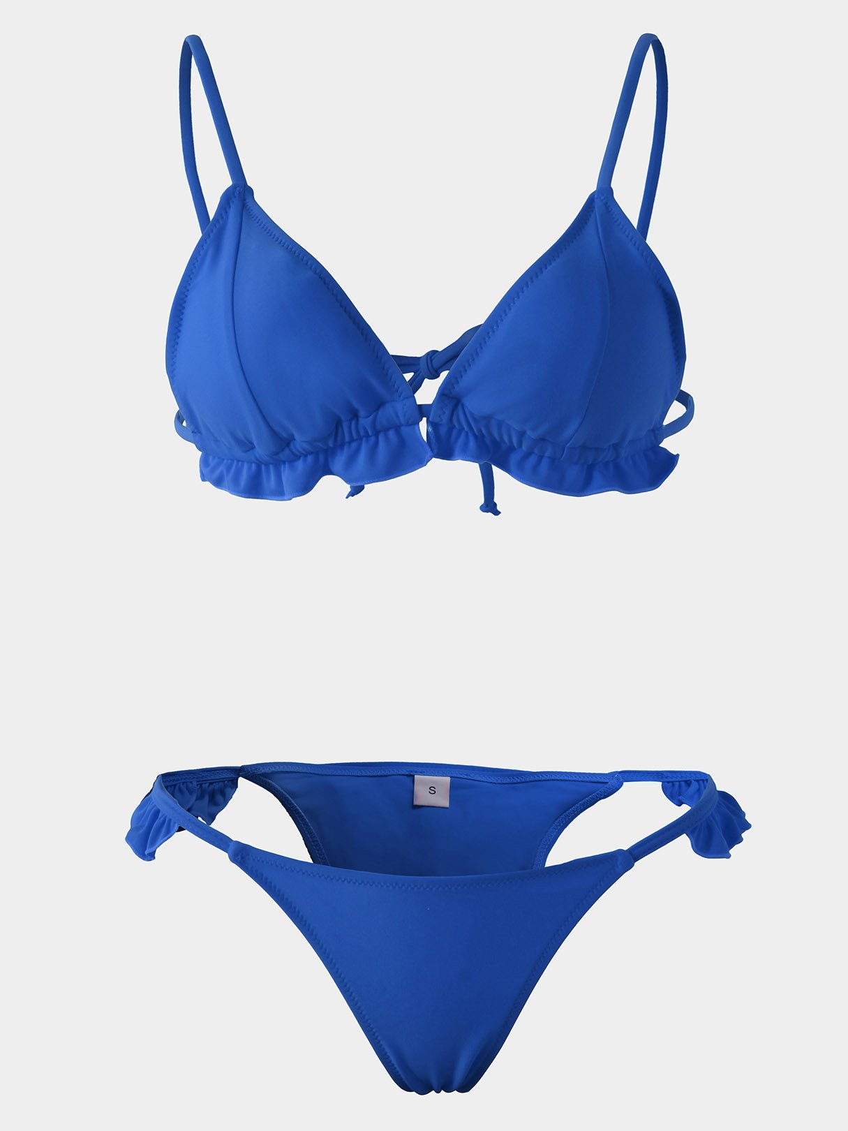 Wholesale V-Neck Sleeveless Blue Bikinis