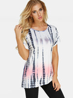 Wholesale Round Neck Floral Print Short Sleeve White Tee