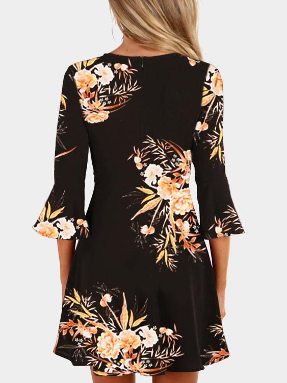 NEW FEELING Womens Black Floral Dresses