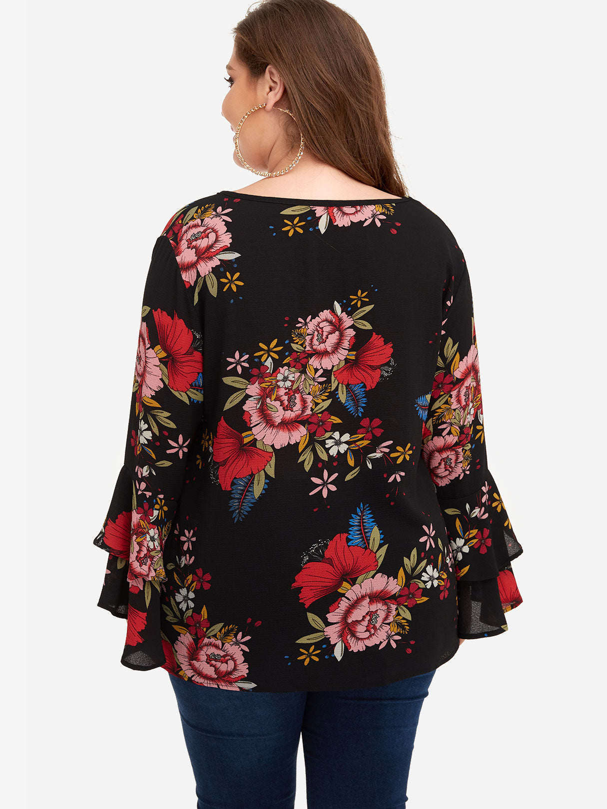 NEW FEELING Womens Black Plus Size Tops