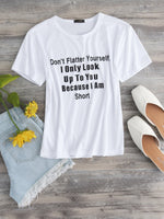 Wholesale Round Neck Letter Short Sleeve White Tee