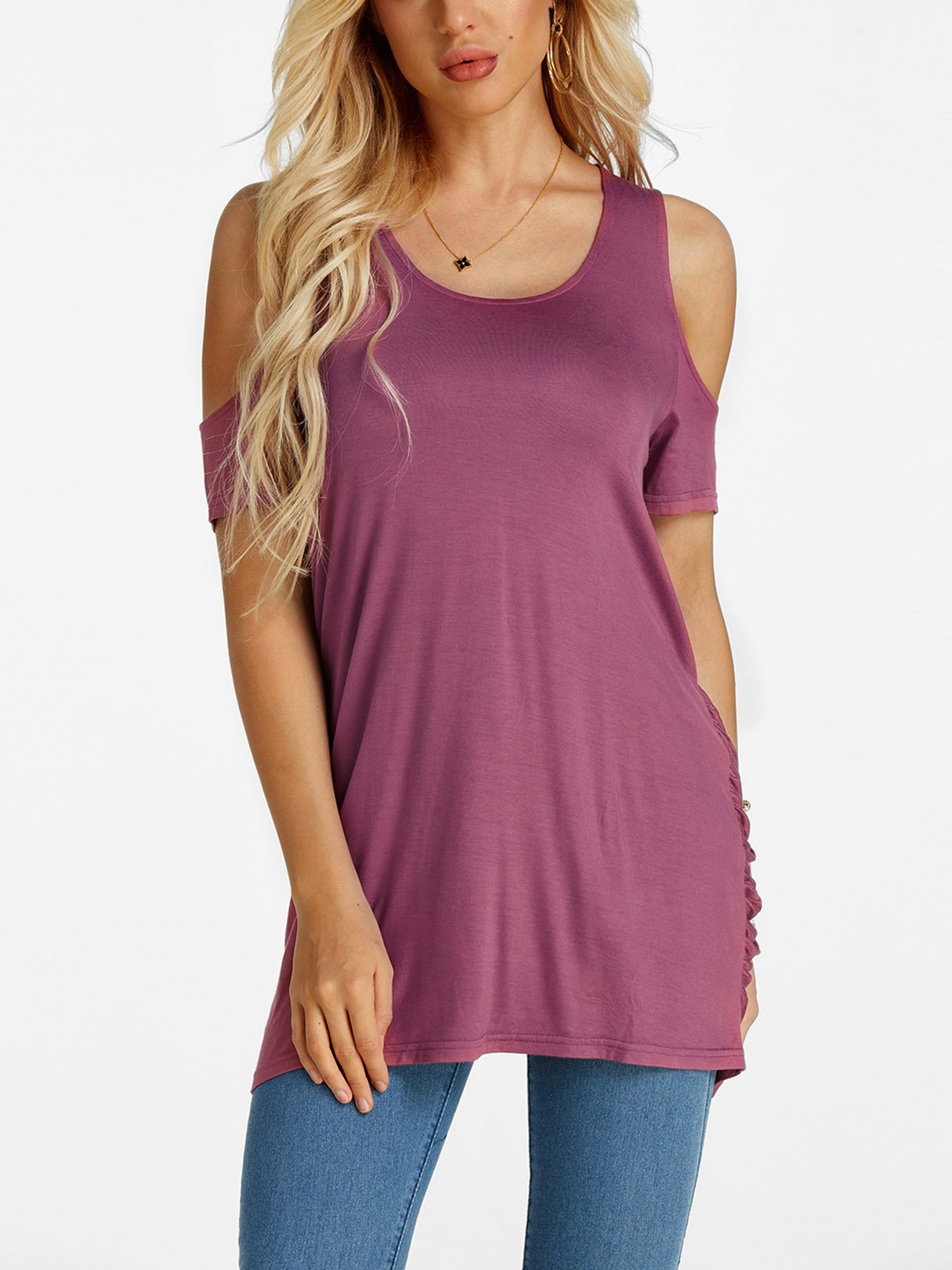 NEW FEELING Womens Purple T-Shirts