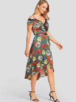 OEM Ladies Green Floral Dresses