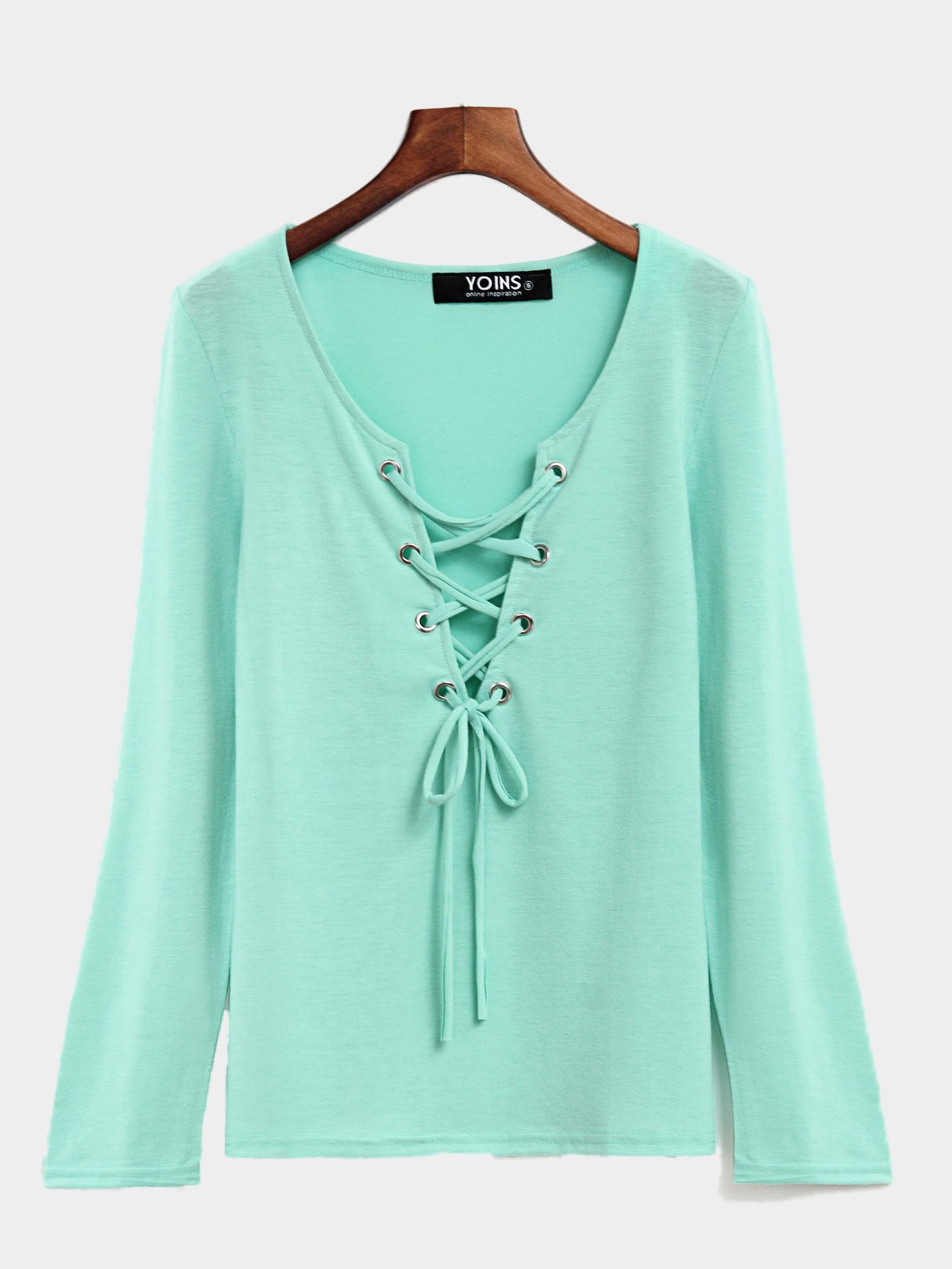 Wholesale Casual Lace-Up Long Sleeves T-Shirt