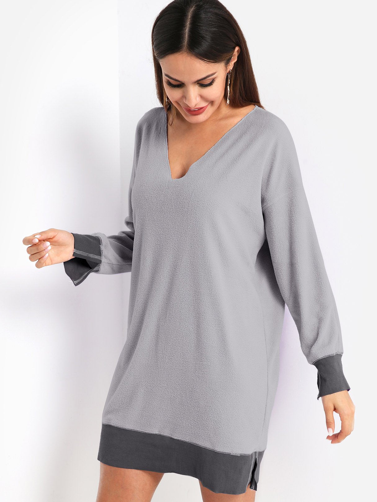 OEM Ladies Grey Shirt Dresses