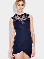 Wholesale Navy Sleeveless Lace Mini Dress