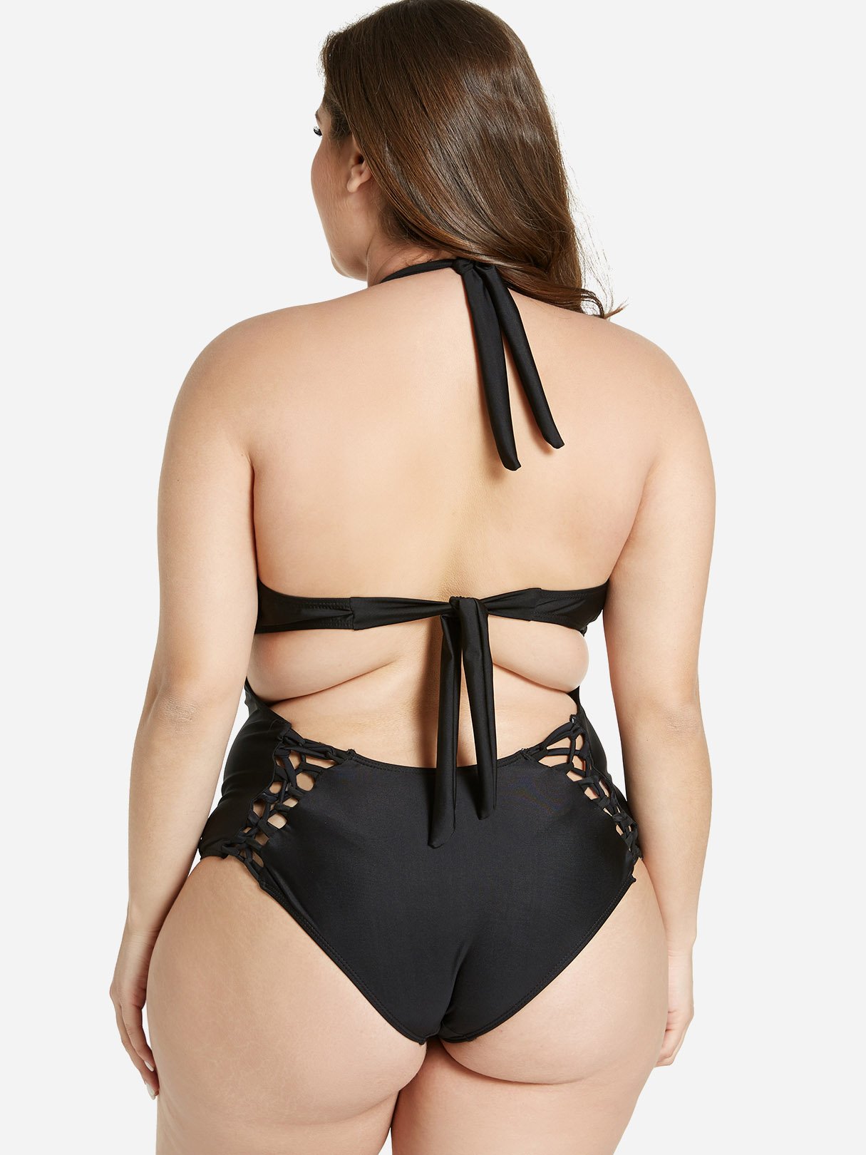 NEW FEELING Womens Black Plus Size Swimwear