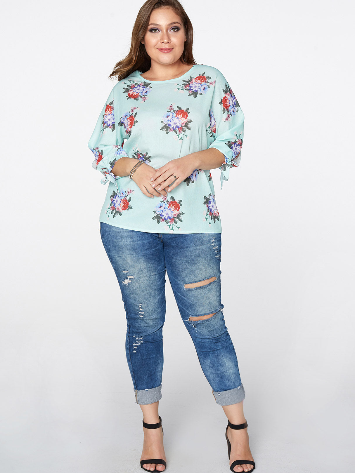 OEM ODM Womens 3/4 Sleeve Plus Size Tops
