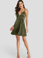 NEW FEELING Womens Army Green Sexy Dresses