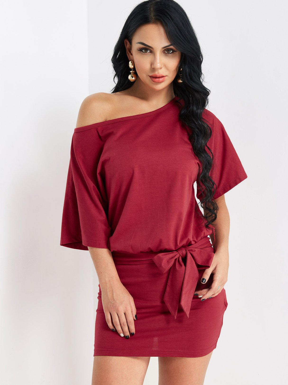 OEM Ladies Burgundy Mini Dresses