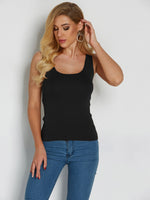 Wholesale Round Neck Backless Sleeveless Irregular Hem Black Camis