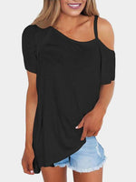 Wholesale One Shoulder Short Sleeve Black T-Shirts