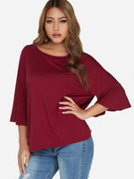 Wholesale Scoop Neck 3/4 Sleeve Top