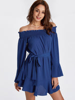 OEM Ladies Blue Mini Dresses