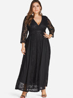 Wholesale V-Neck Wrap Long Sleeve Plus Size Dress